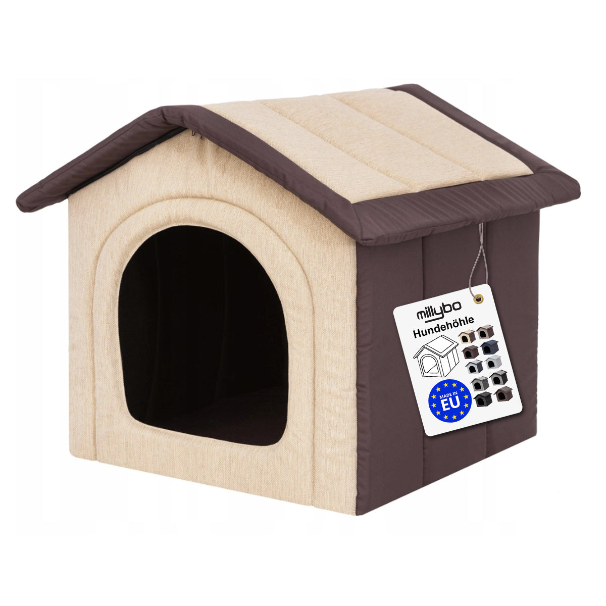 MILLYBO Textiles Hundehaus – Weiche Hundehöhle für maximalen Komfort  -  Beige/Braun