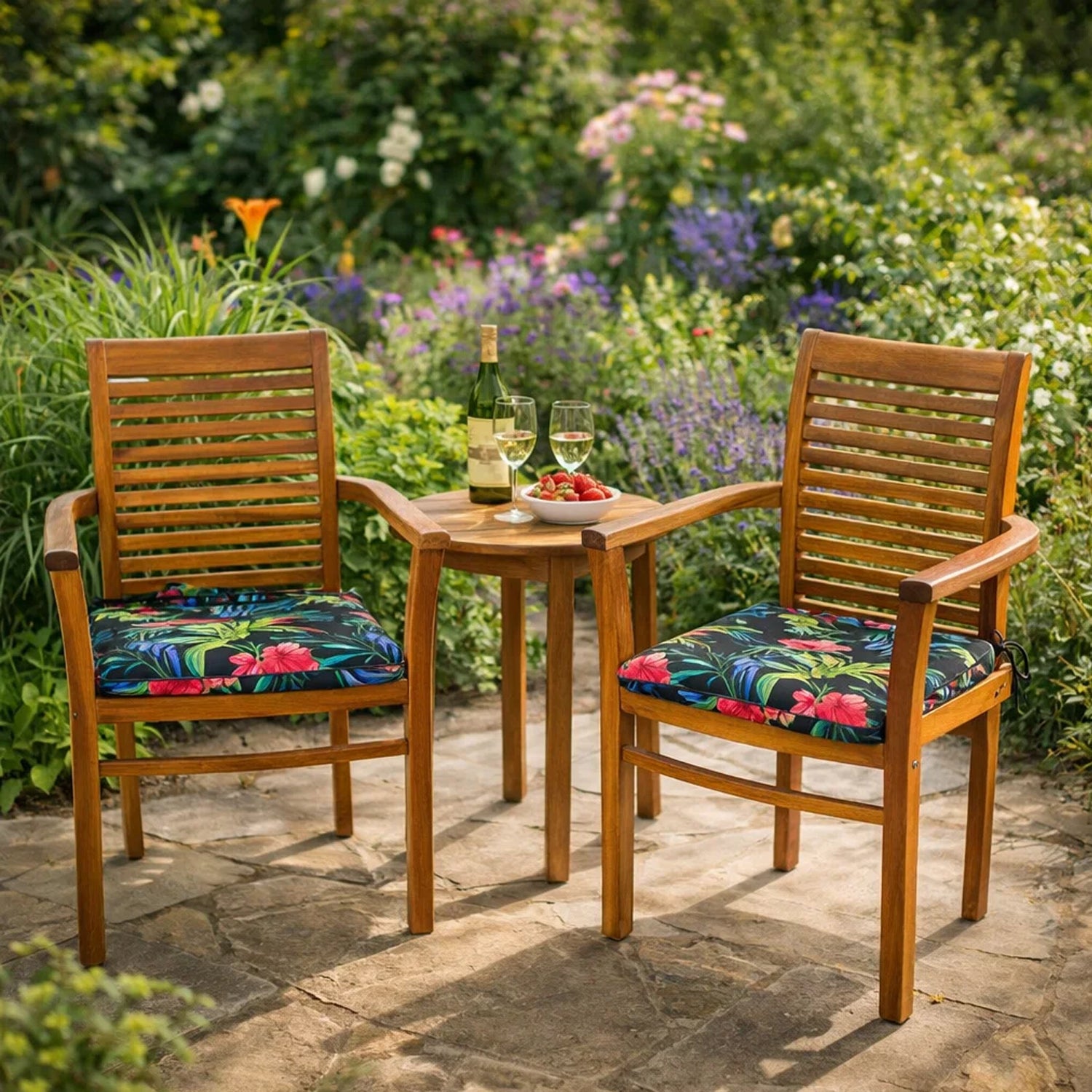 MILLYBO Gartenstuhlauflage – Sitzkissen für Gartenstühle & Balkonmöbel ADA - Bunte Blätter