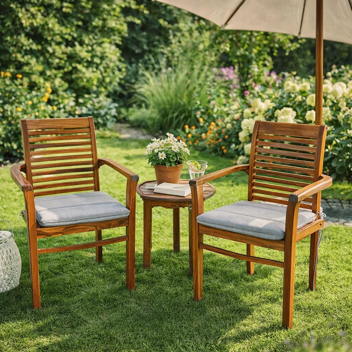 MILLYBO Gartenstuhlauflage – Sitzkissen für Gartenstühle & Balkonmöbel ADA - Hellgrau
