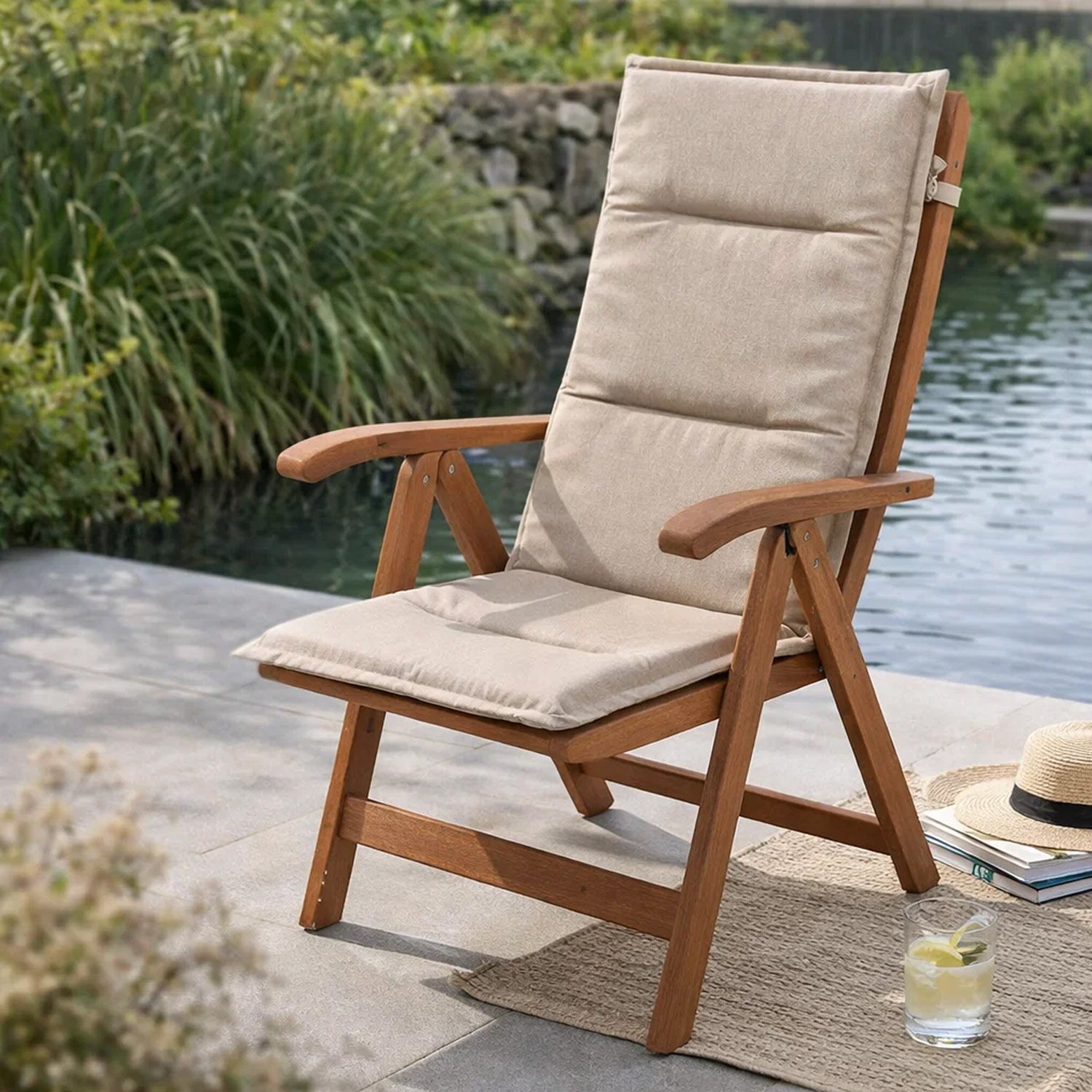 MILLYBO Gartenstuhlauflage – Sitzkissen für Gartenstühle & Balkonmöbel MARTA - Beige