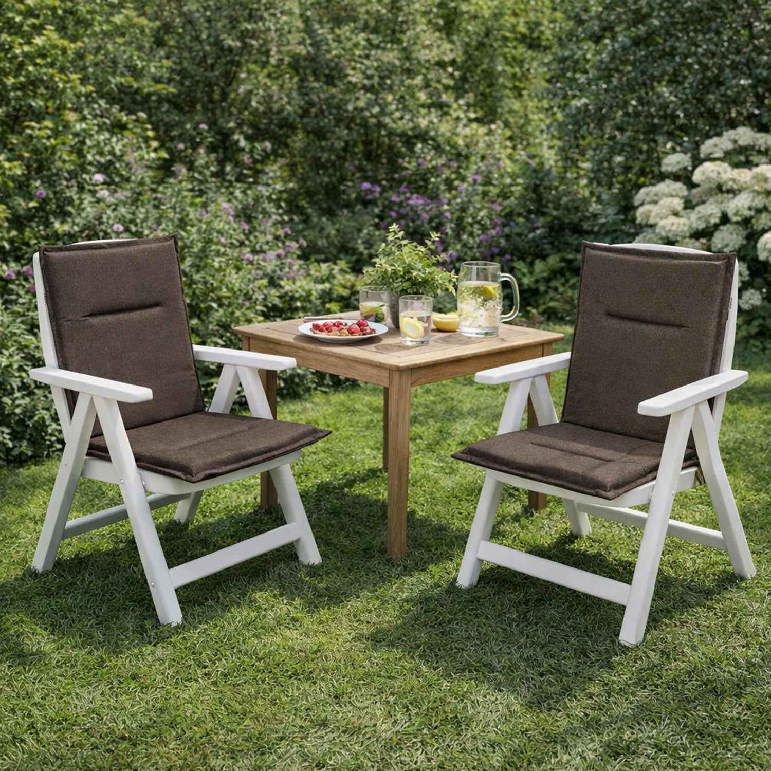 MILLYBO Gartenstuhlauflage – Sitzkissen für Gartenstühle & Balkonmöbel MIAMI - Braun