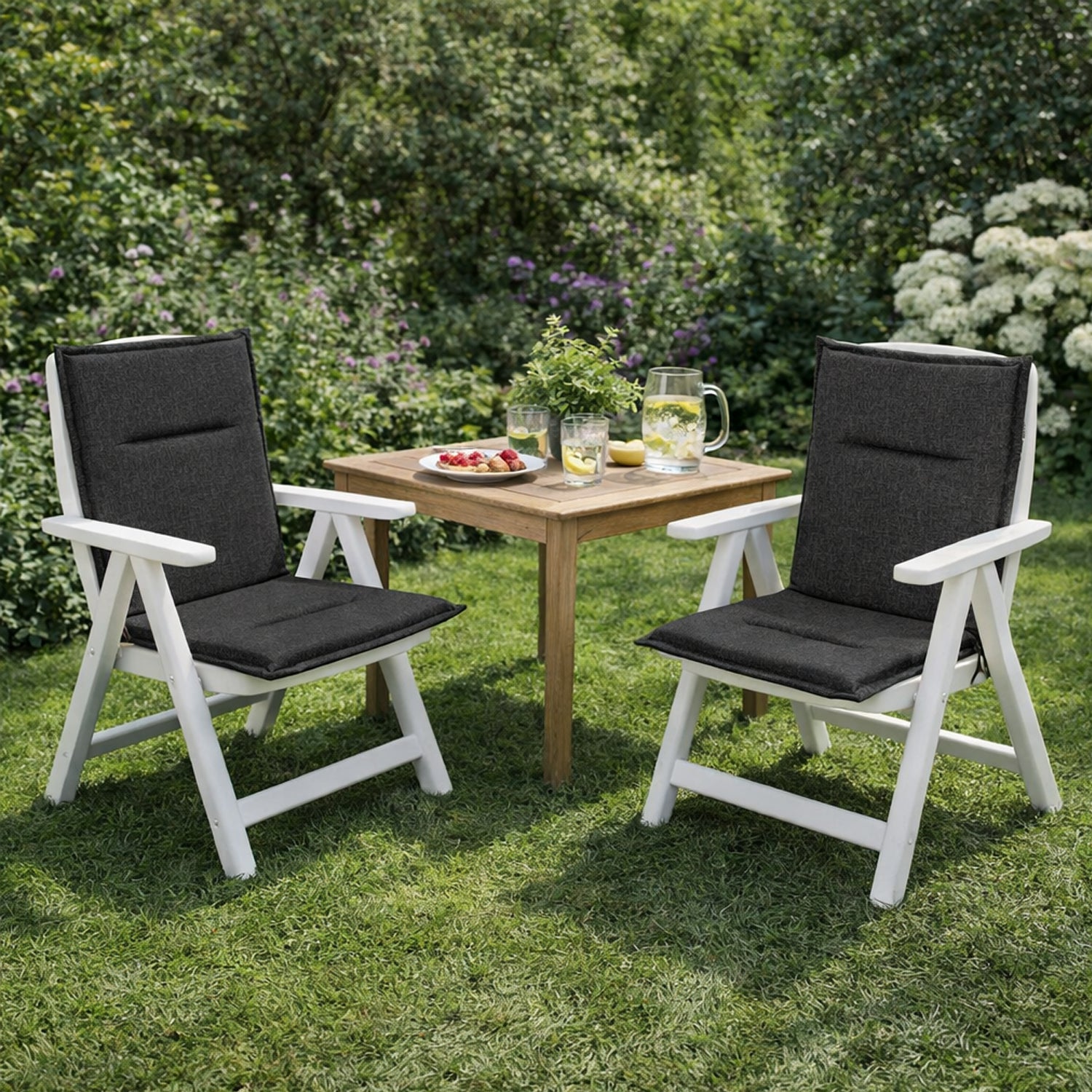 MILLYBO Gartenstuhlauflage – Sitzkissen für Gartenstühle & Balkonmöbel MIAMI - Schwarz