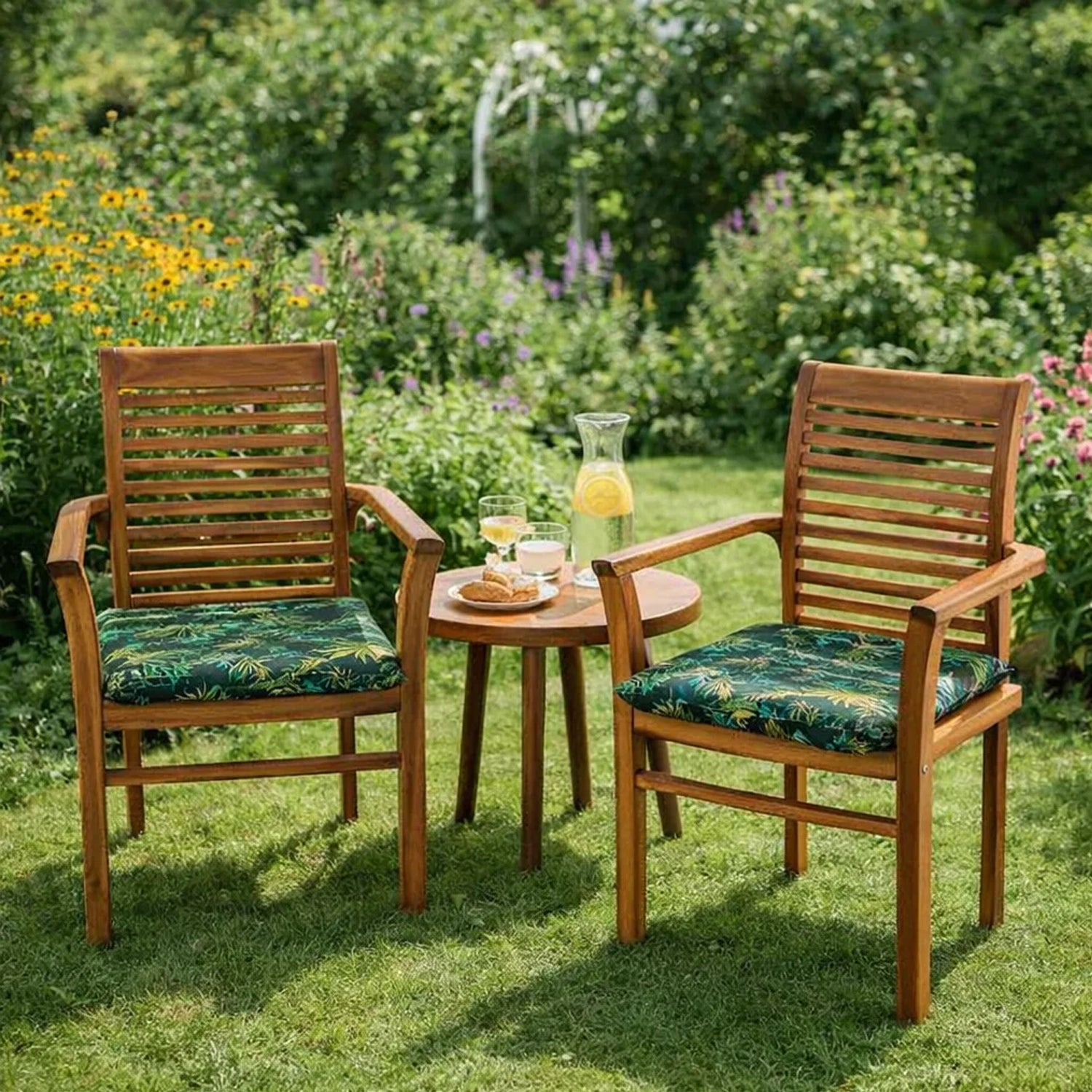 MILLYBO Gartenstuhlauflage – Sitzkissen für Gartenstühle & Balkonmöbel ADA - Grüne Wiese