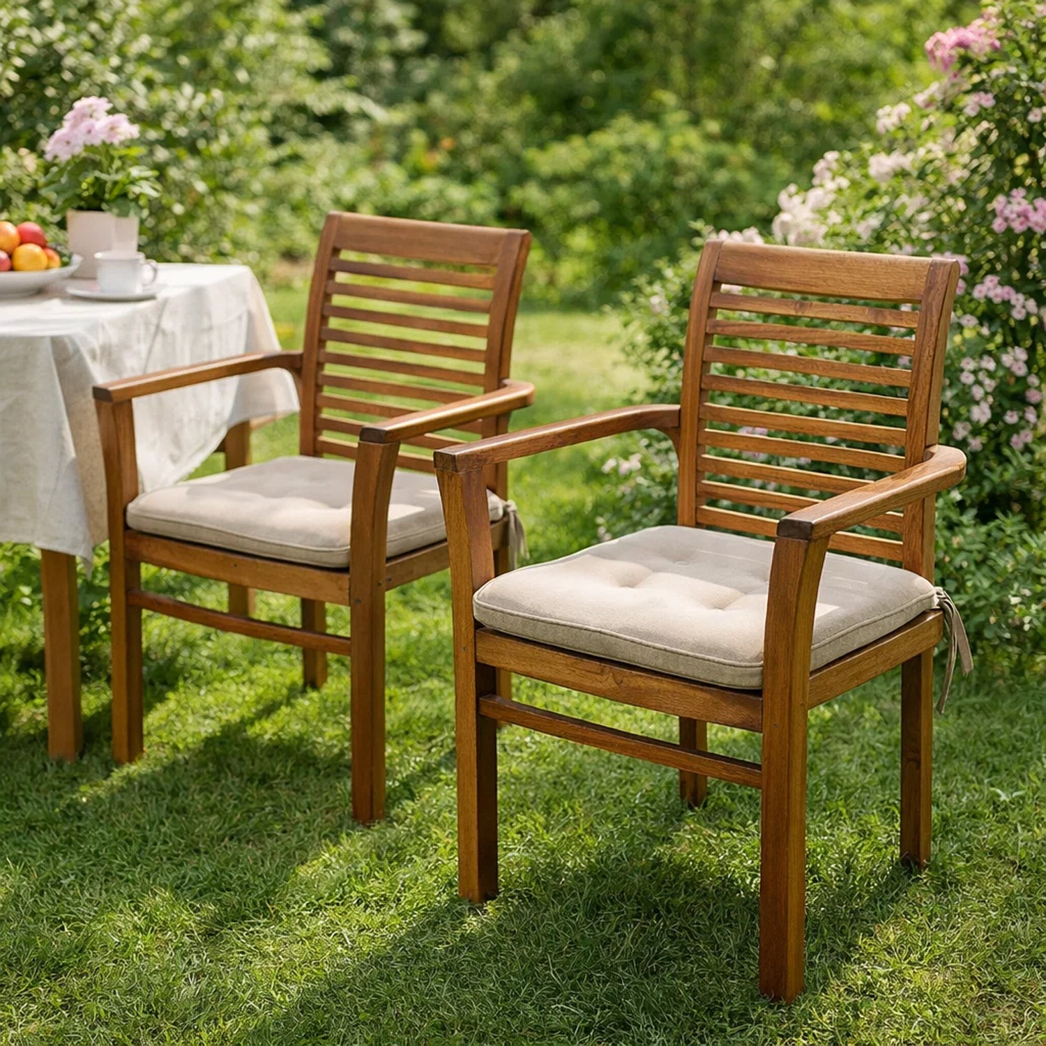 MILLYBO Gartenstuhlauflage – Sitzkissen für Gartenstühle & Balkonmöbel BELLA - Beige
