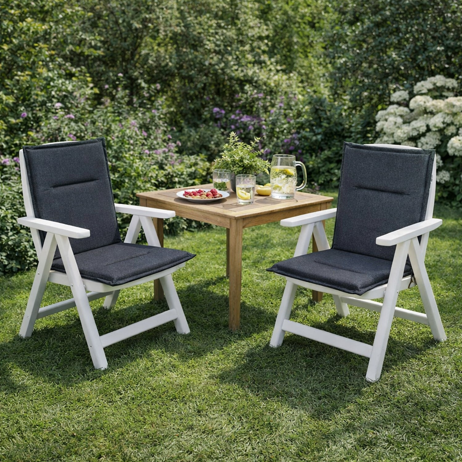 MILLYBO Gartenstuhlauflage – Sitzkissen für Gartenstühle & Balkonmöbel MIAMI - Dunkelblau