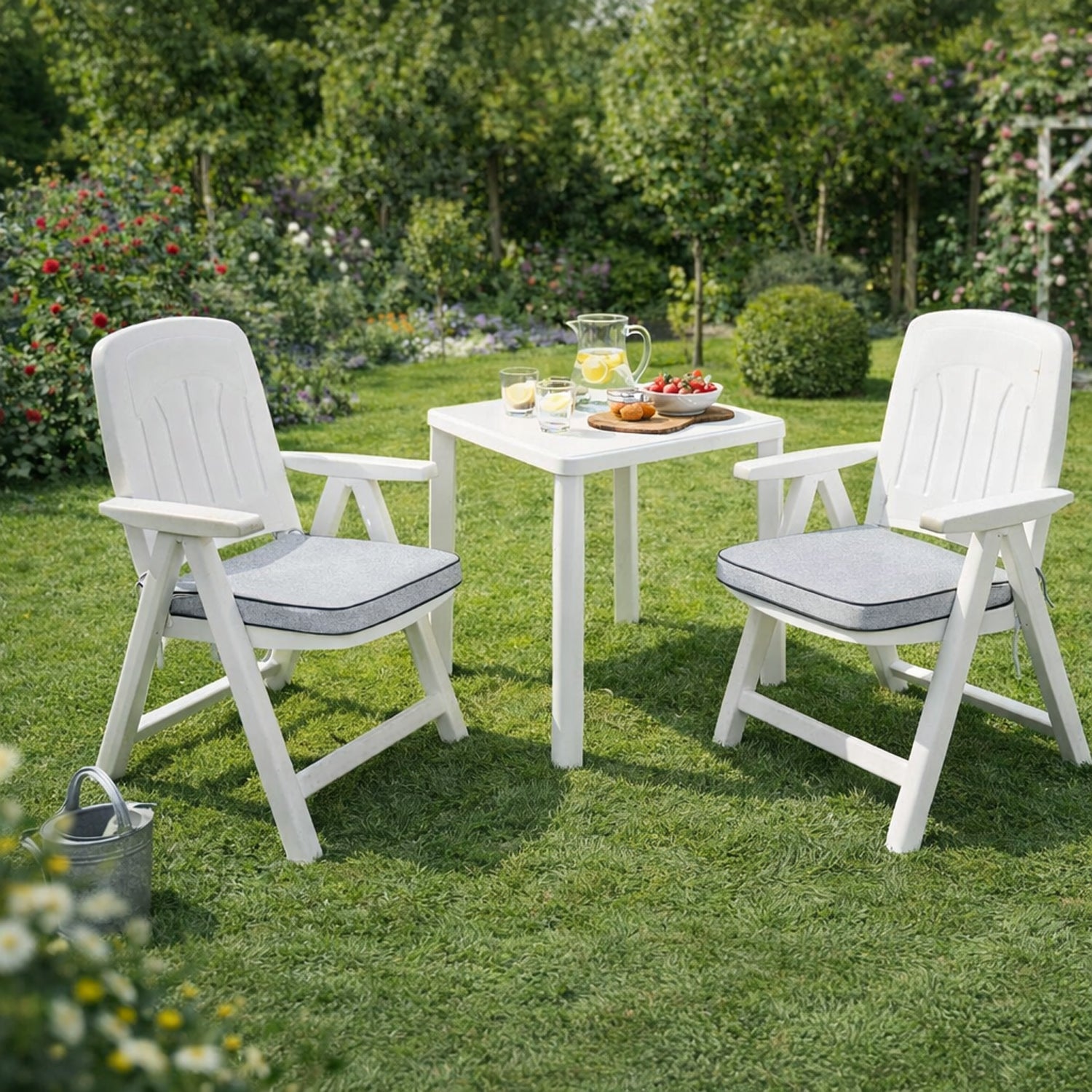 MILLYBO Gartenstuhlauflage – Sitzkissen für Gartenstühle & Balkonmöbel MASZA- Hellgrau