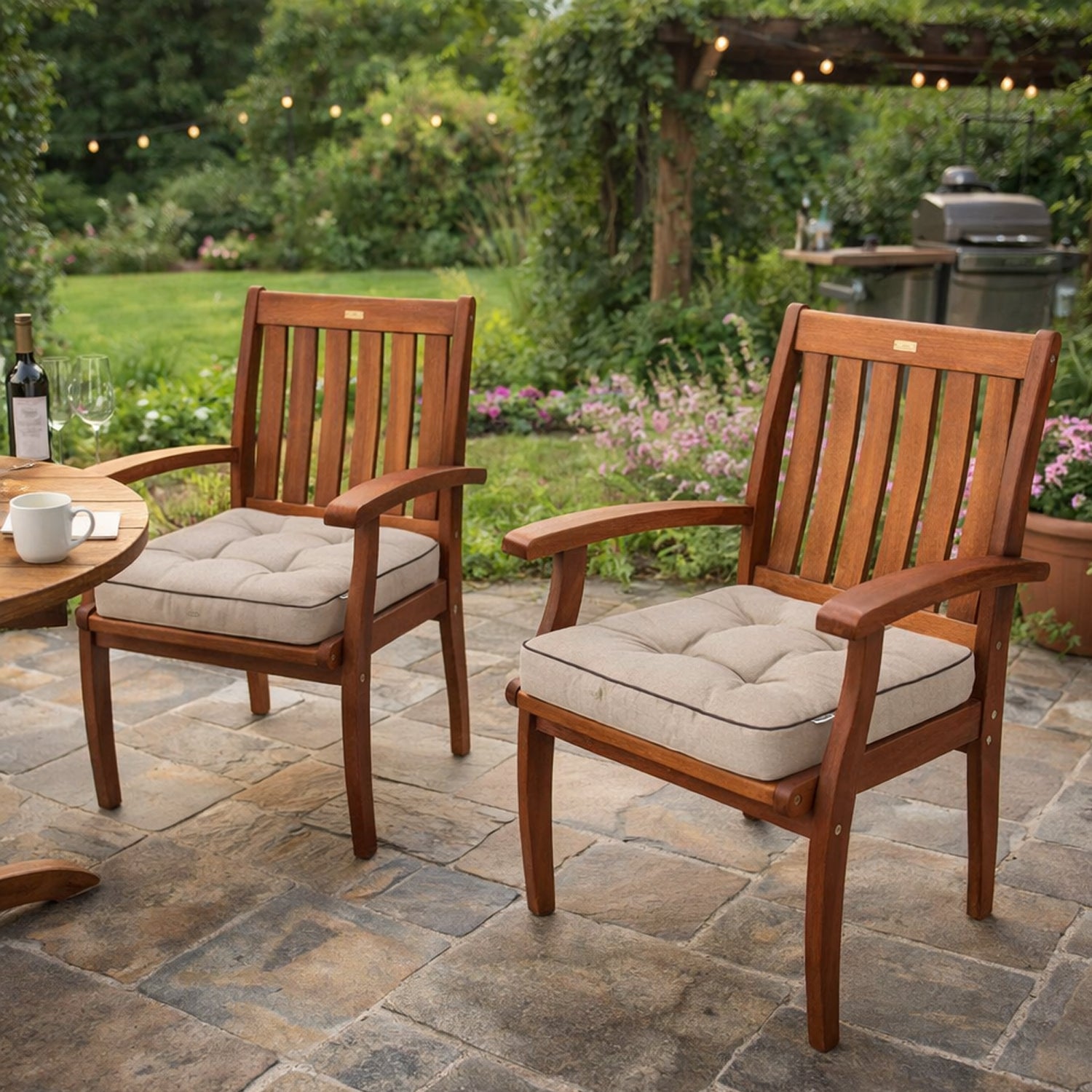 MILLYBO Gartenstuhlauflage – Sitzkissen für Gartenstühle & Balkonmöbel KLARA - Beige