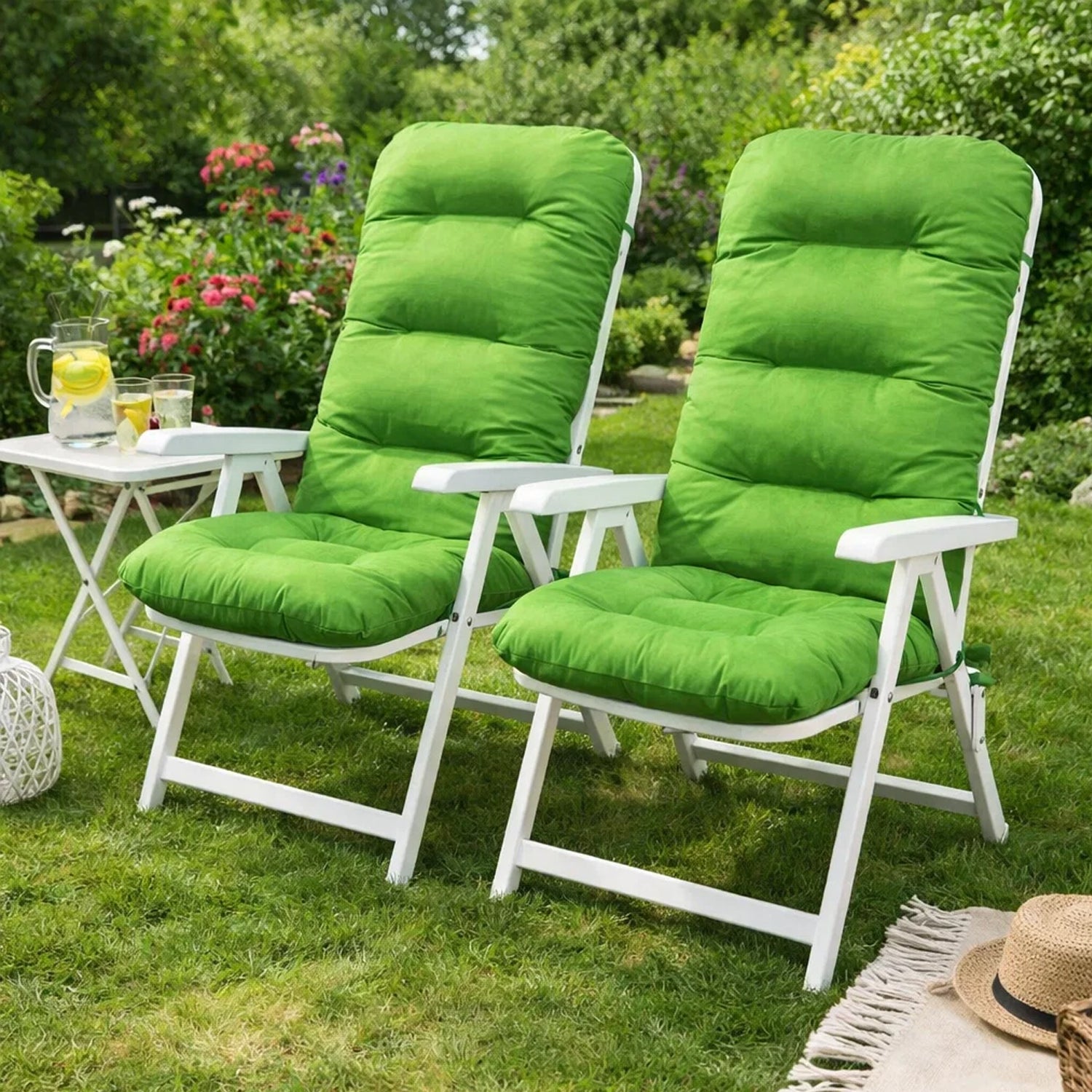 MILLYBO Gartenstuhlauflage – Sitzkissen für Gartenstühle & Balkonmöbel BASIA  - Grün
