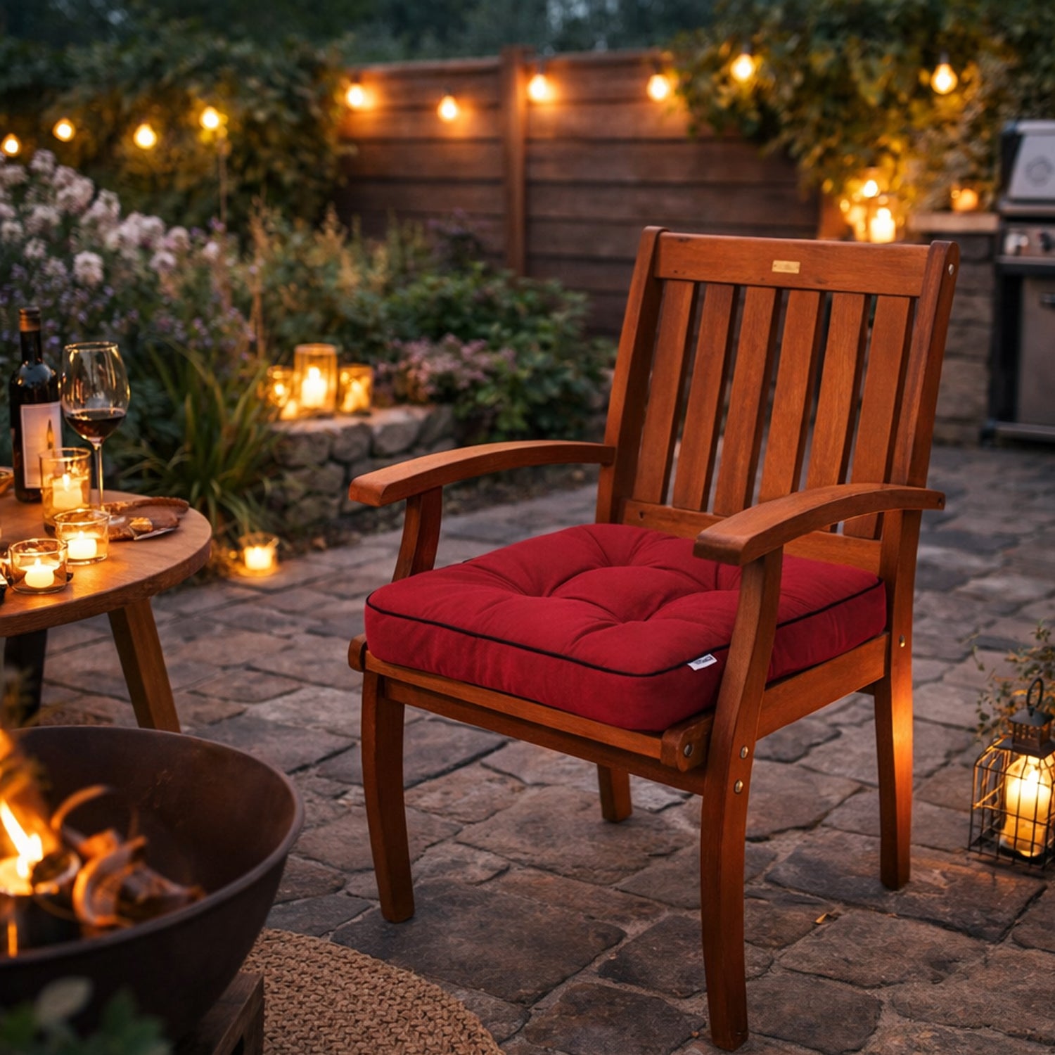 MILLYBO Gartenstuhlauflage – Sitzkissen für Gartenstühle & Balkonmöbel KLARA - Rot