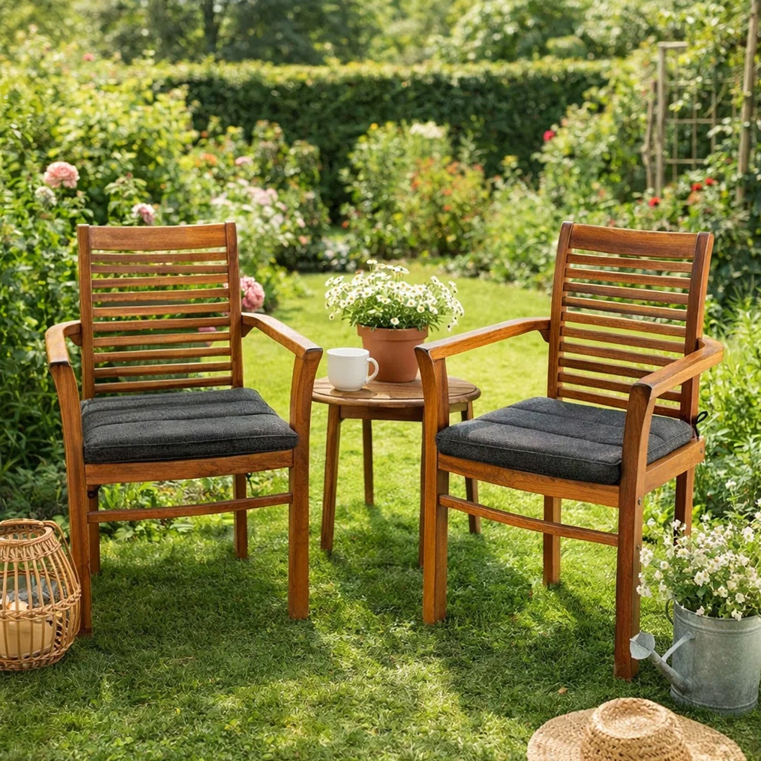 MILLYBO Gartenstuhlauflage – Sitzkissen für Gartenstühle & Balkonmöbel ADA - Schwarz
