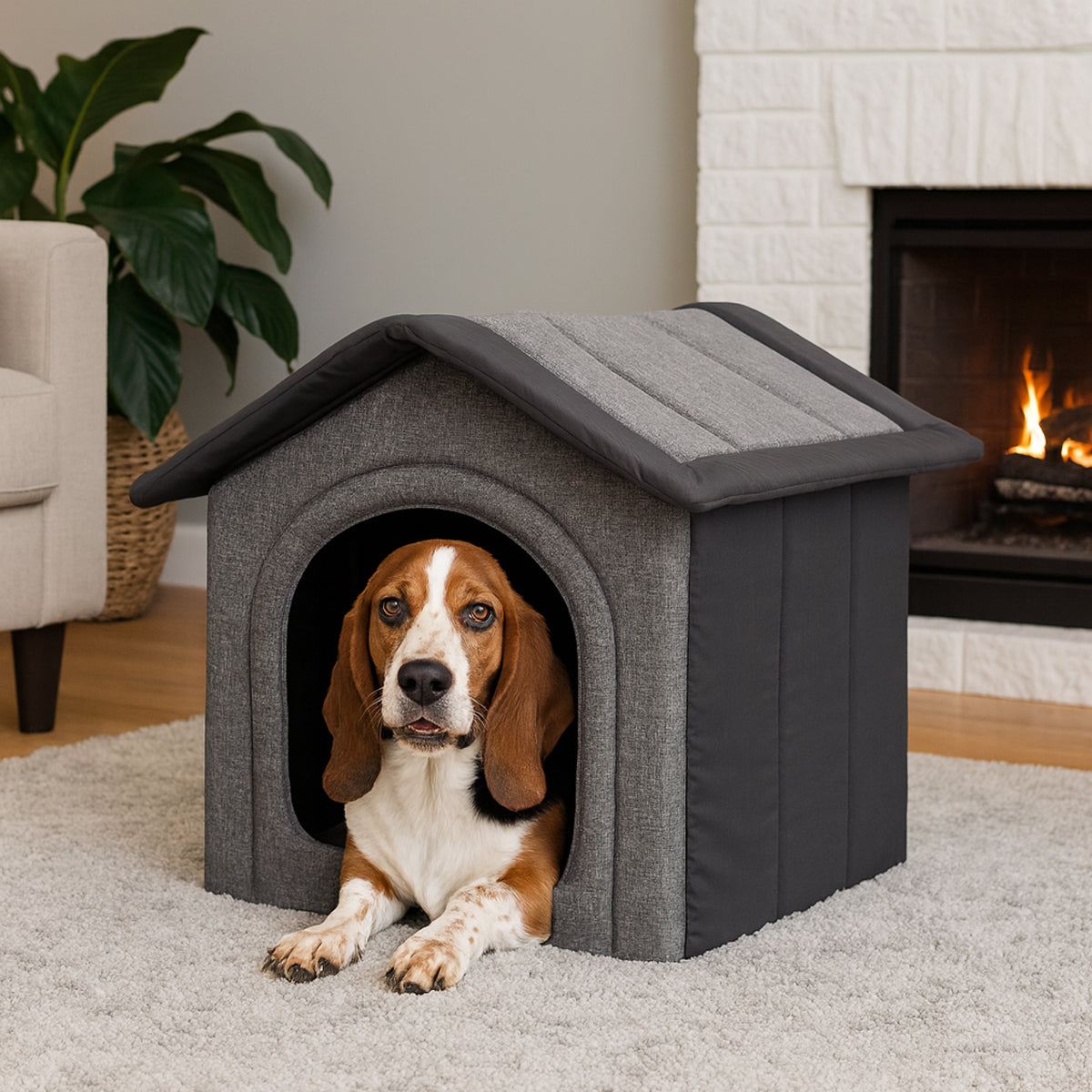 MILLYBO Textiles Hundehaus – Weiche Hundehöhle für maximalen Komfort -  Grau/Graphit