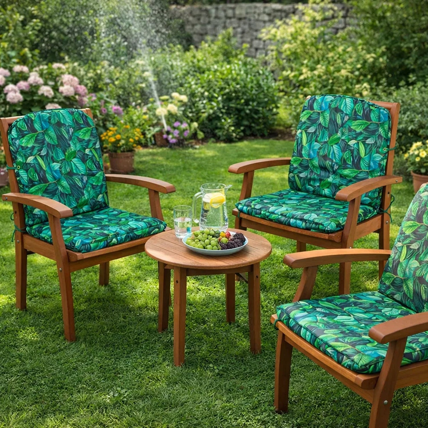 MILLYBO Gartenstuhlauflage – Sitzkissen für Gartenstühle & Balkonmöbel ALBA - Blaues Blätter