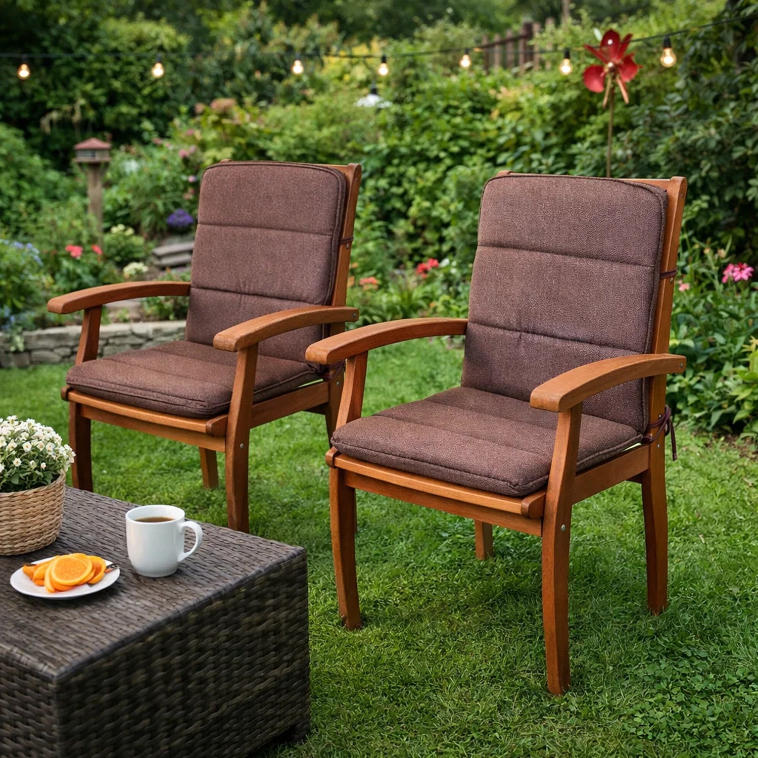 MILLYBO Gartenstuhlauflage – Sitzkissen für Gartenstühle & Balkonmöbel ALBA - Braun