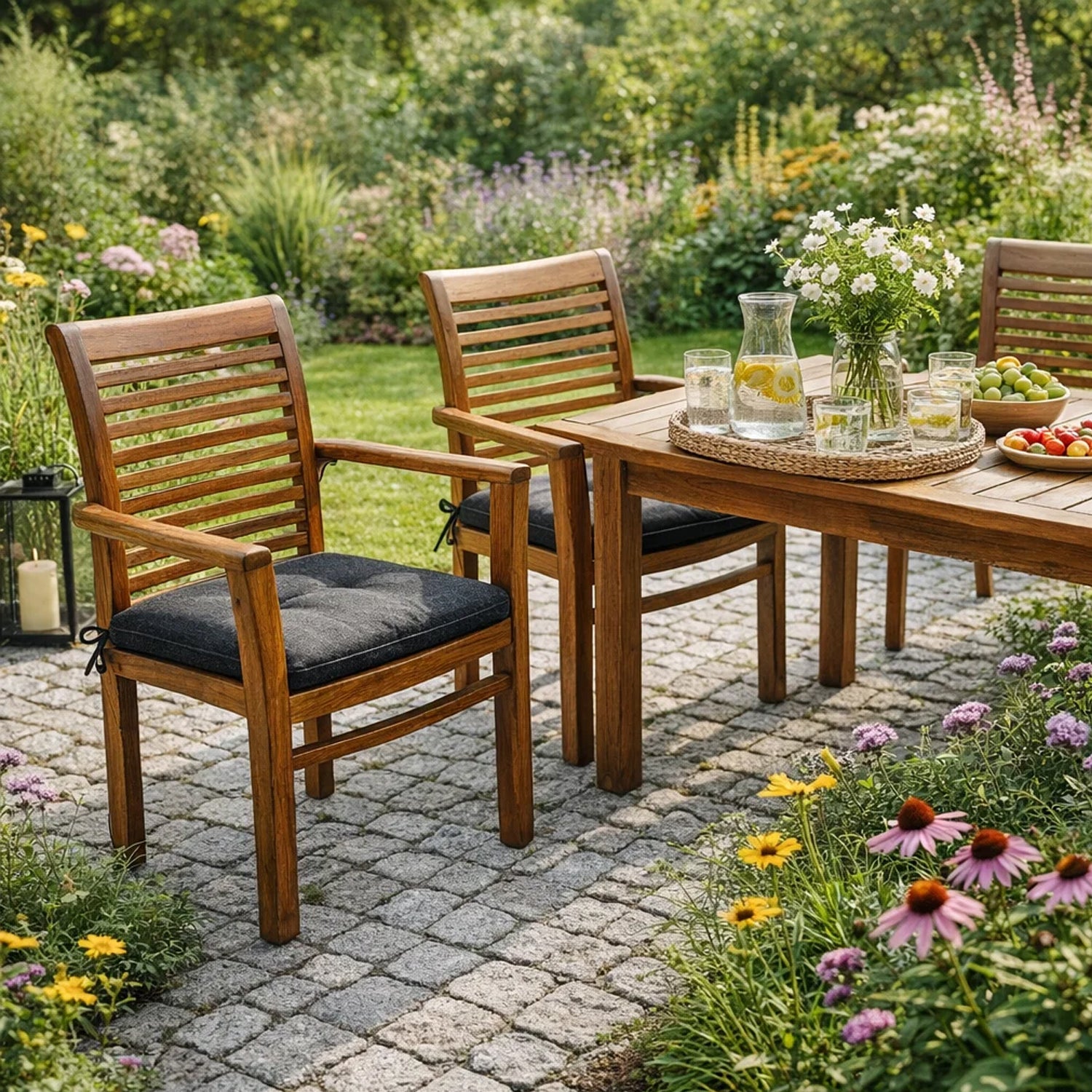 MILLYBO Gartenstuhlauflage – Sitzkissen für Gartenstühle & Balkonmöbel BELLA - Schwarz