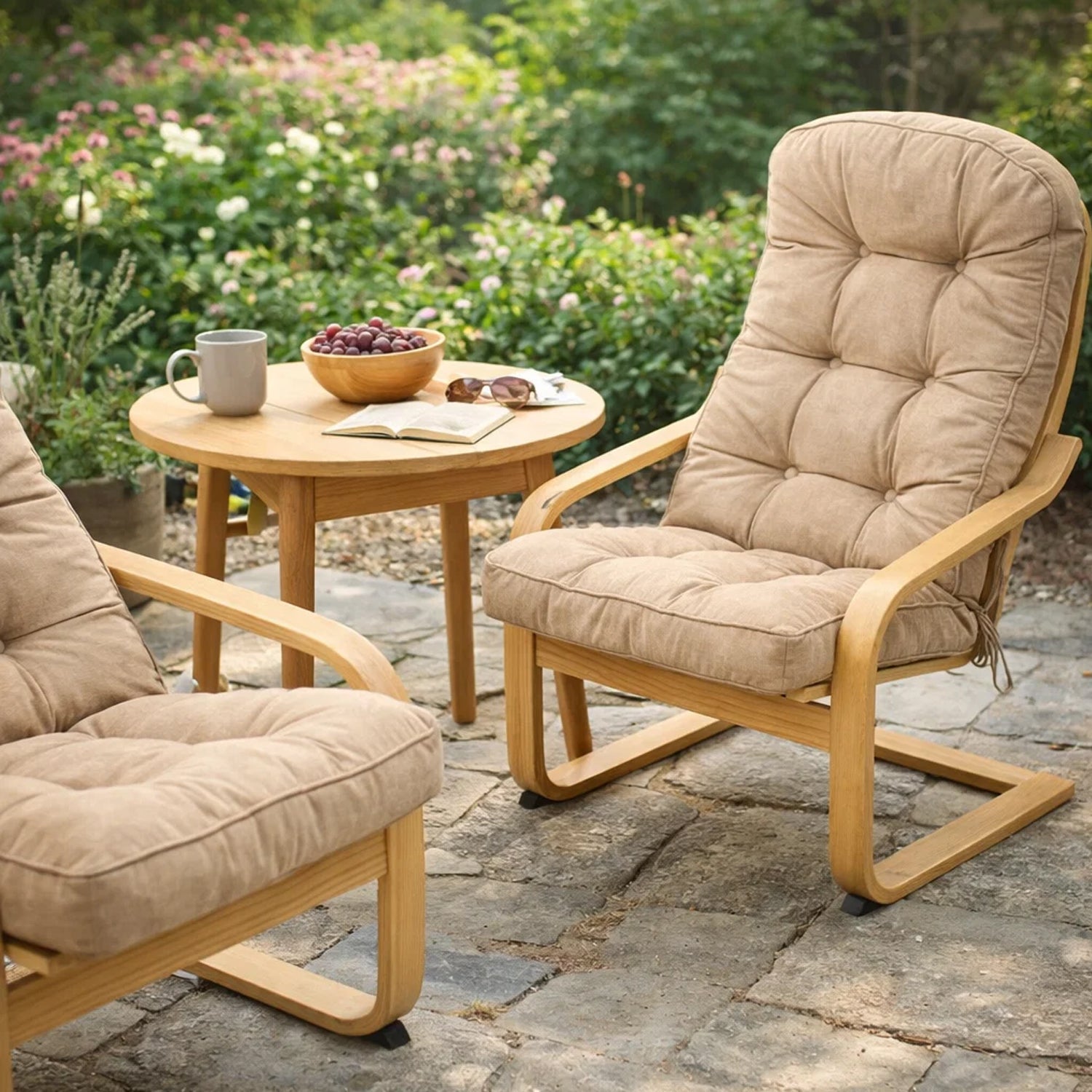 MILLYBO Gartenstuhlauflage – Sitzkissen für Gartenstühle & Balkonmöbel IKAR - Beige