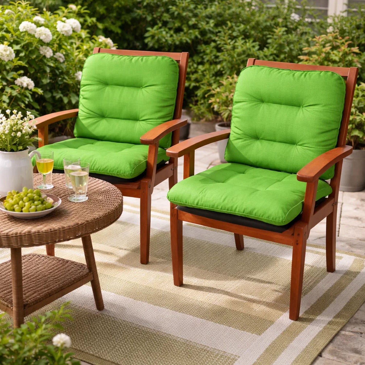 MILLYBO Gartenstuhlauflage – Sitzkissen für Gartenstühle & Balkonmöbel NATALIA  - Grün