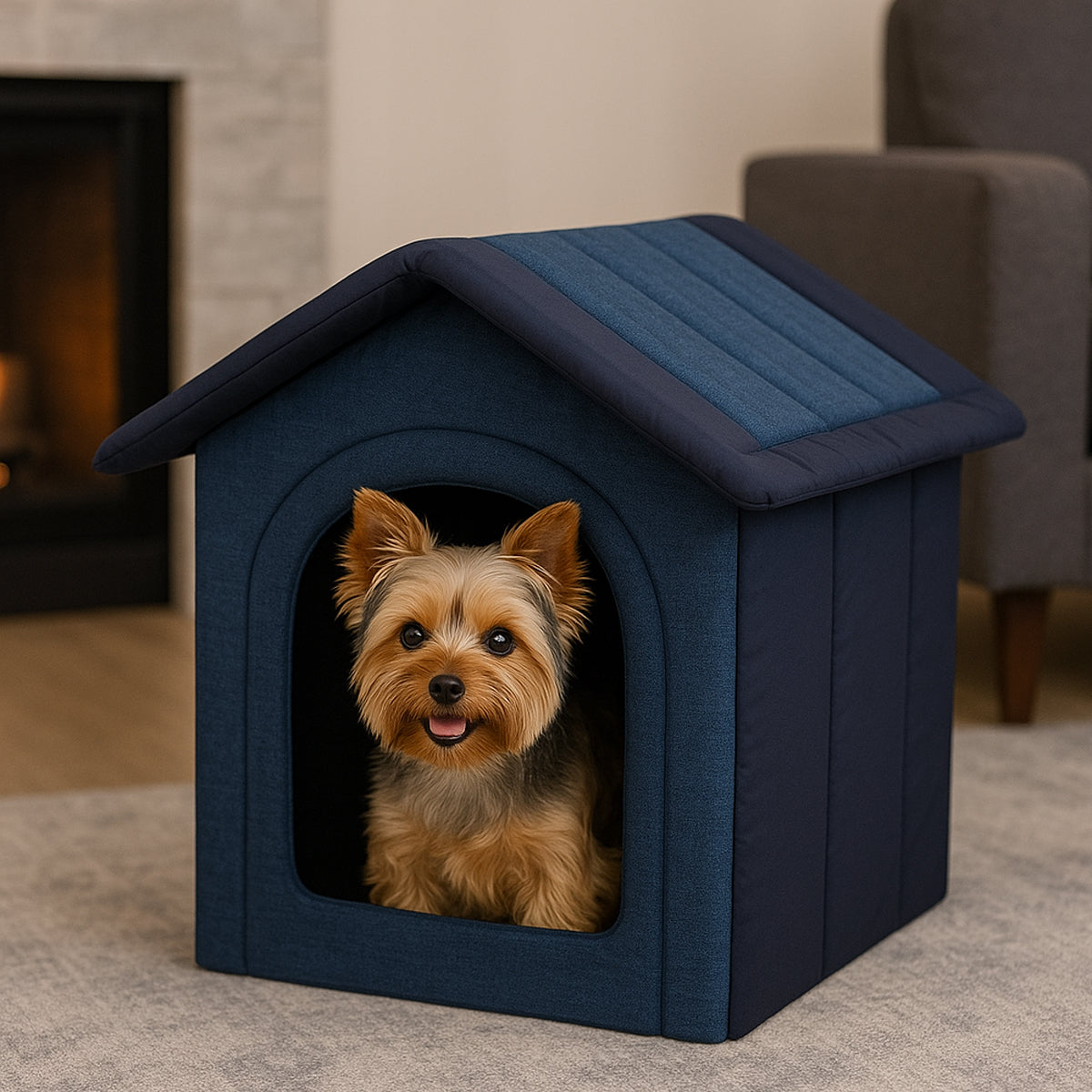 MILLYBO Textiles Hundehaus – Weiche Hundehöhle für maximalen Komfort  -  Dunkelblau