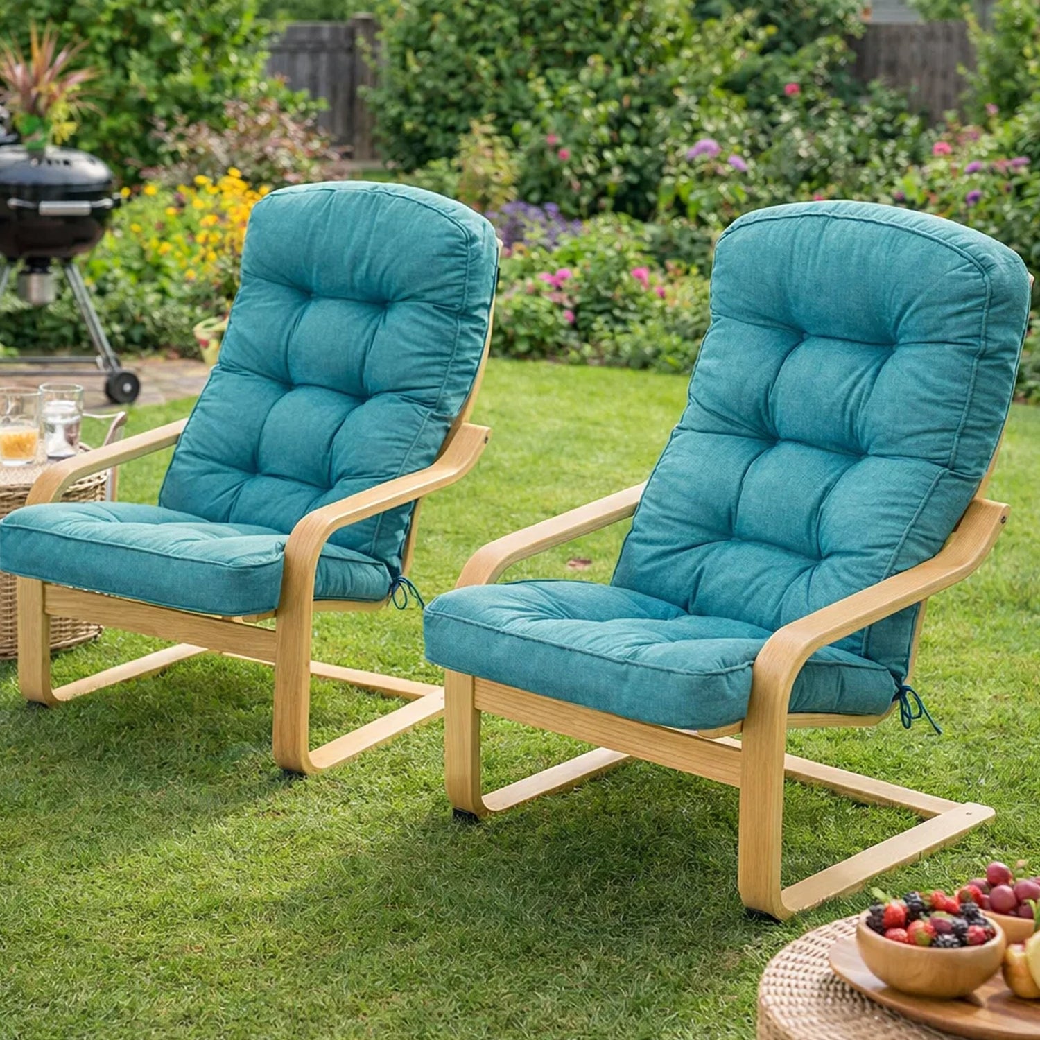 MILLYBO Gartenstuhlauflage – Sitzkissen für Gartenstühle & Balkonmöbel IKAR - Blau