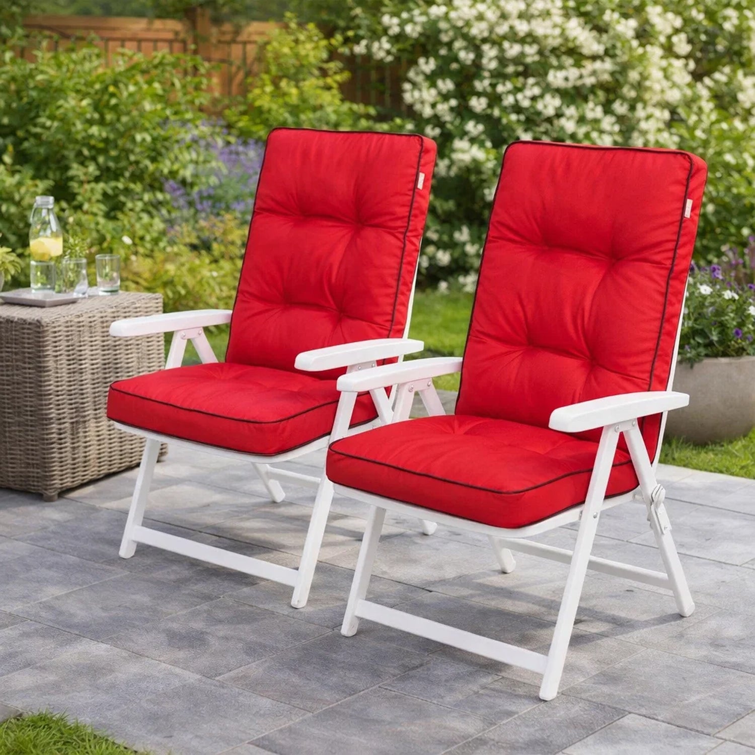 MILLYBO Gartenstuhlauflage – Sitzkissen für Gartenstühle & Balkonmöbel LENA - Rot
