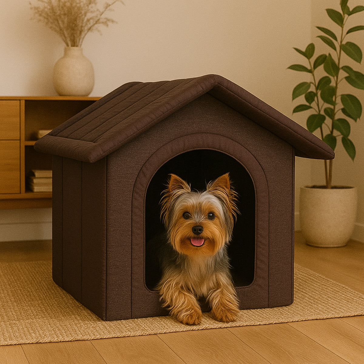 MILLYBO Textiles Hundehaus – Weiche Hundehöhle für maximalen Komfort  - Braun