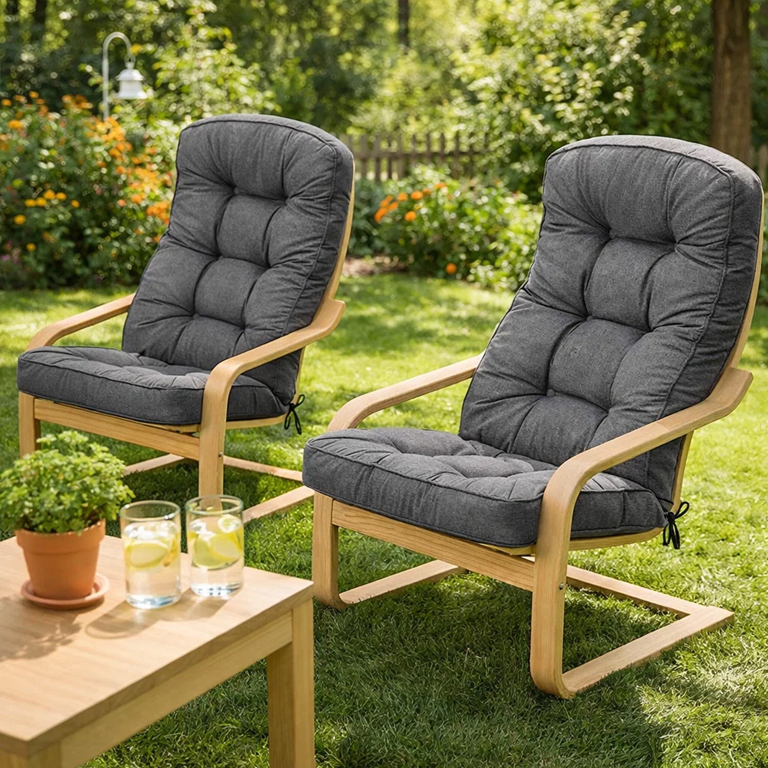 MILLYBO Gartenstuhlauflage – Sitzkissen für Gartenstühle & Balkonmöbel IKAR - Graphit