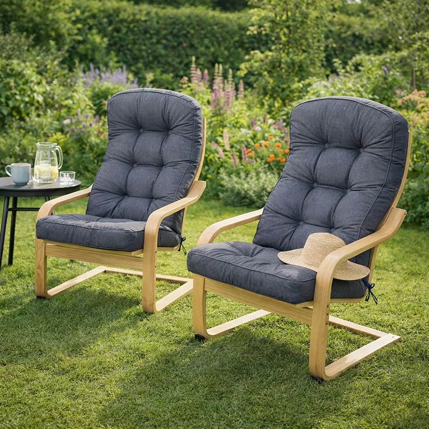 MILLYBO Gartenstuhlauflage – Sitzkissen für Gartenstühle & Balkonmöbel IKAR - Dunkelblau