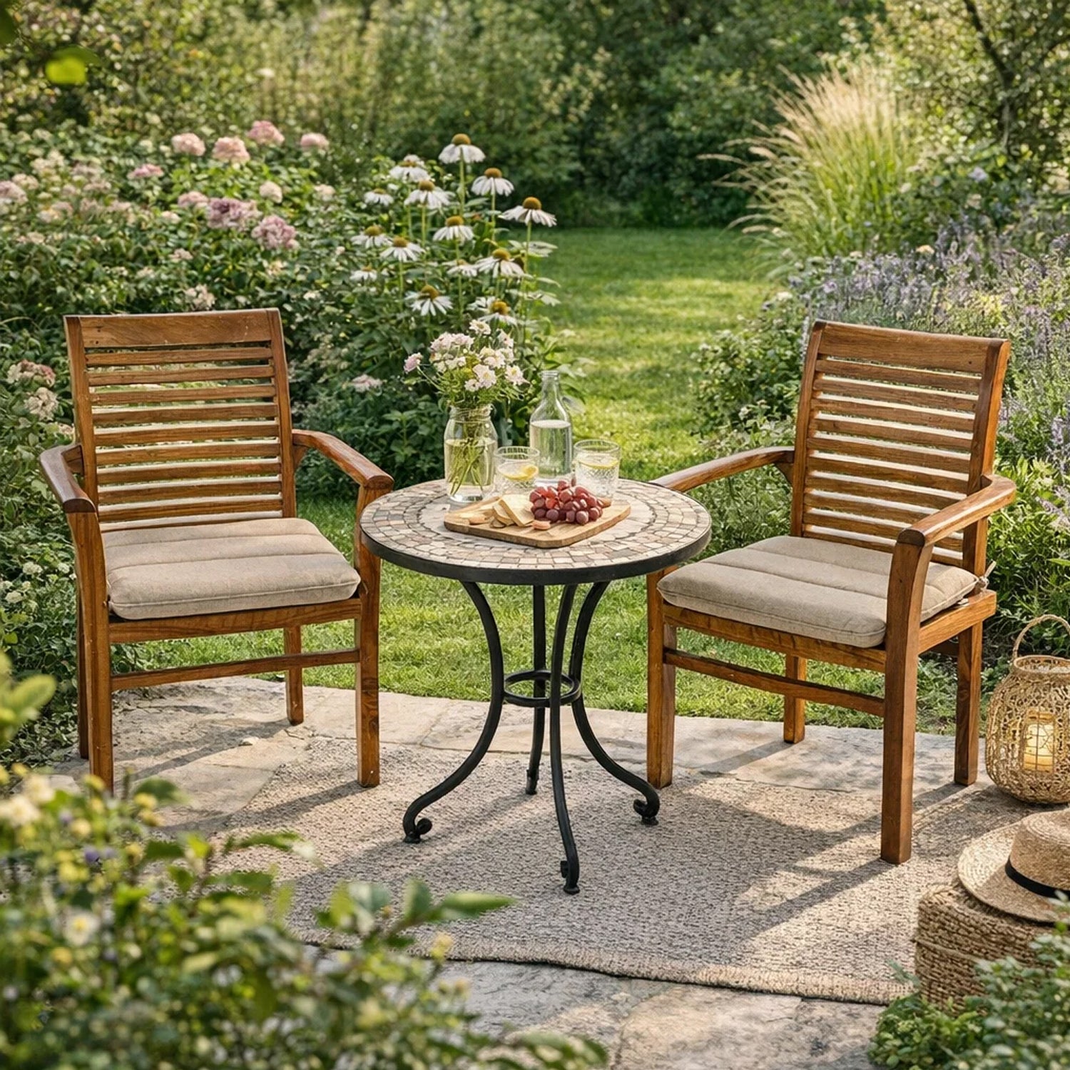 MILLYBO Gartenstuhlauflage – Sitzkissen für Gartenstühle & Balkonmöbel ADA - Beige