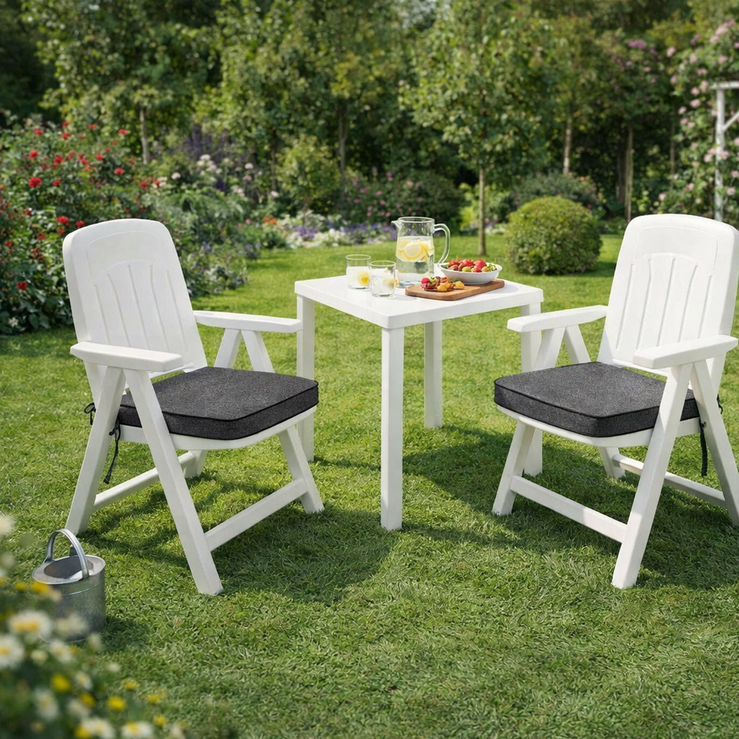 MILLYBO Gartenstuhlauflage – Sitzkissen für Gartenstühle & Balkonmöbel MASZA- Graphit