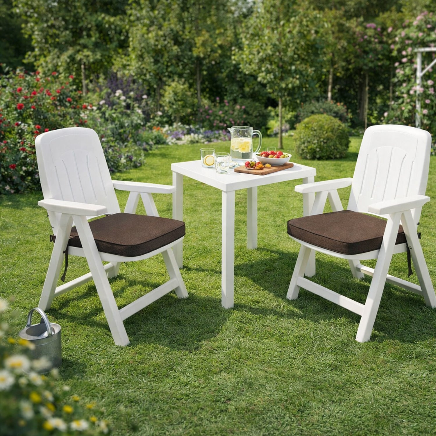 MILLYBO Gartenstuhlauflage – Sitzkissen für Gartenstühle & Balkonmöbel MASZA- Braun