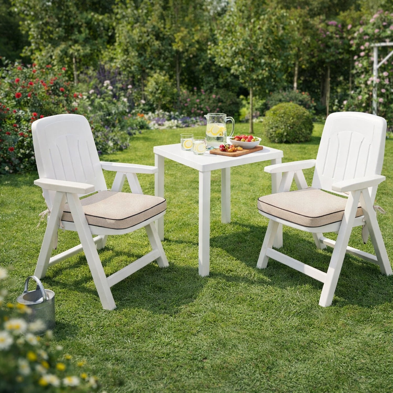 MILLYBO Gartenstuhlauflage – Sitzkissen für Gartenstühle & Balkonmöbel MASZA- Beige