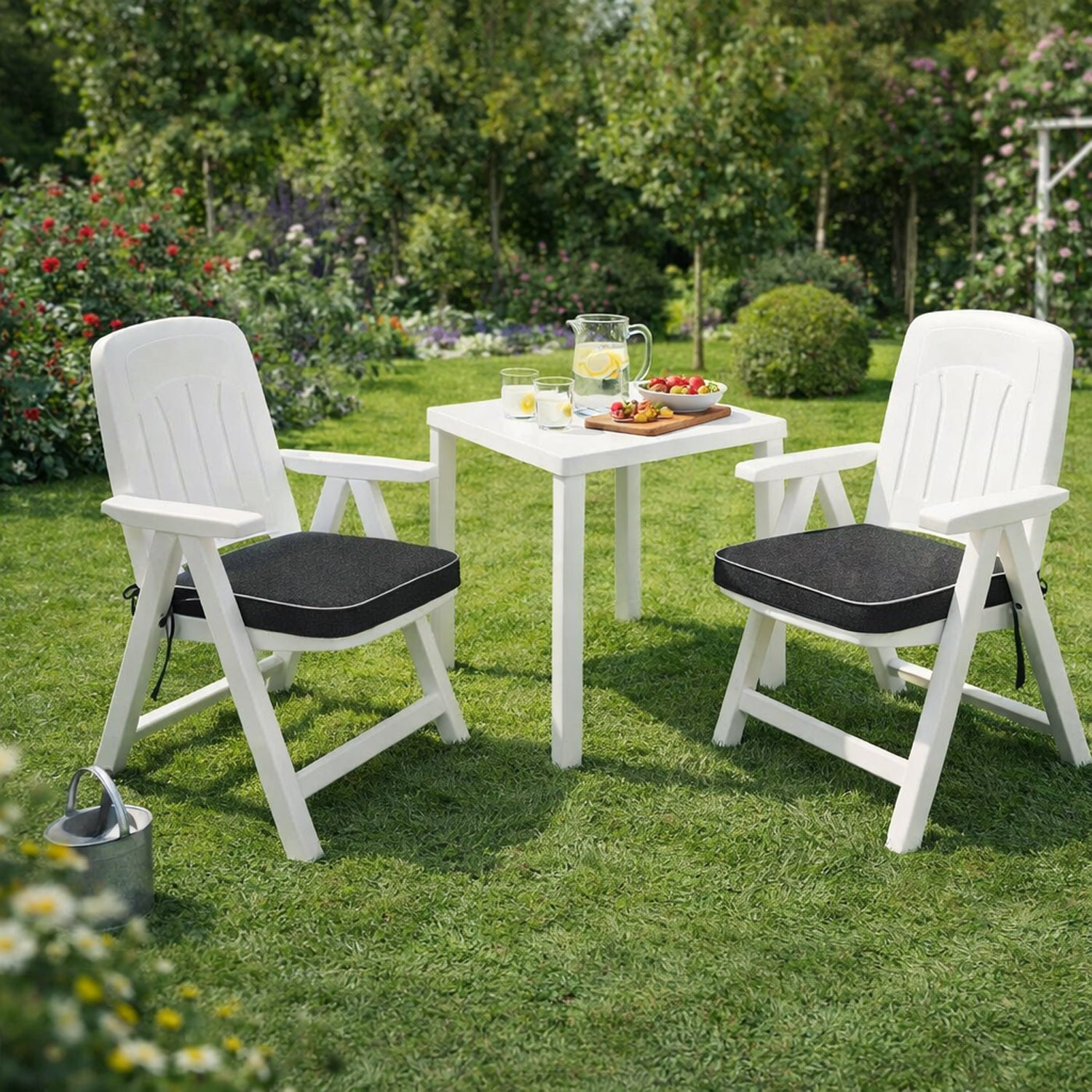 MILLYBO Gartenstuhlauflage – Sitzkissen für Gartenstühle & Balkonmöbel MASZA- Schwarz