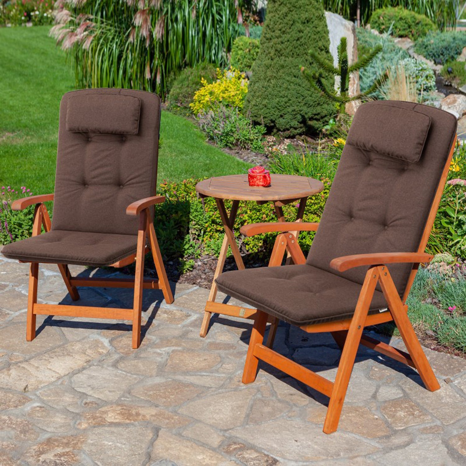 MILLYBO Gartenstuhlauflage – Sitzkissen für Gartenstühle & Balkonmöbel BENITA - Braun